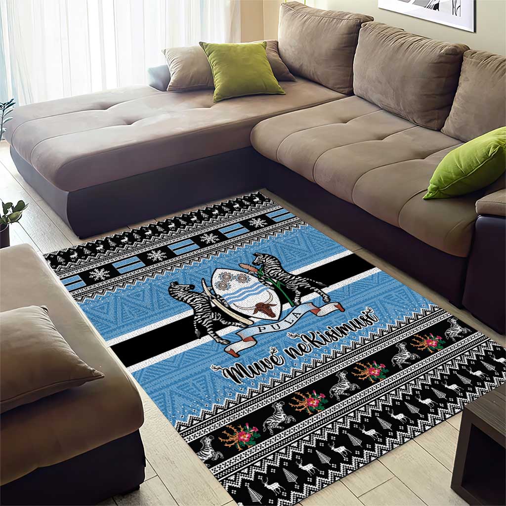 Afro Botswana Christmas Area Rug Coat Of Arms - African Pattern LT15