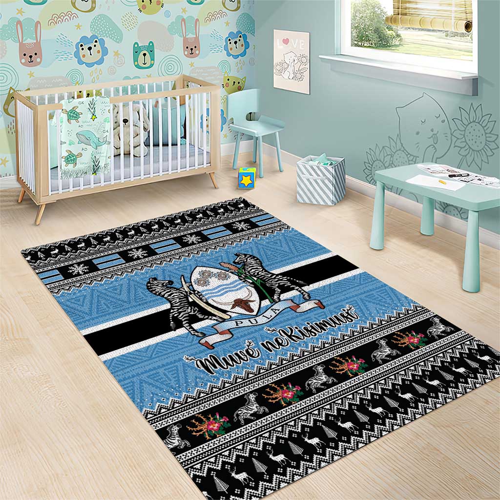 Afro Botswana Christmas Area Rug Coat Of Arms - African Pattern LT15