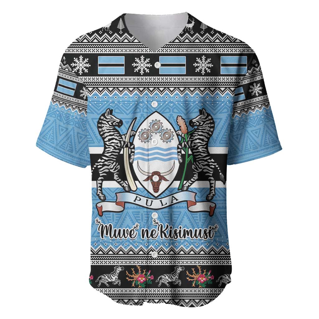 Afro Botswana Christmas Baseball Jersey Coat Of Arms - African Pattern LT15