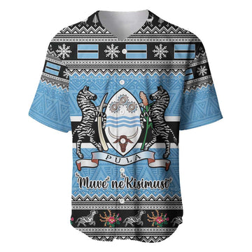 Afro Botswana Christmas Baseball Jersey Coat Of Arms - African Pattern LT15