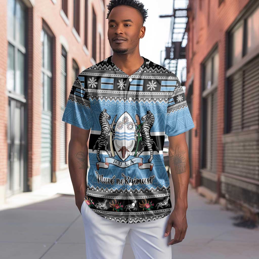 Afro Botswana Christmas Baseball Jersey Coat Of Arms - African Pattern LT15