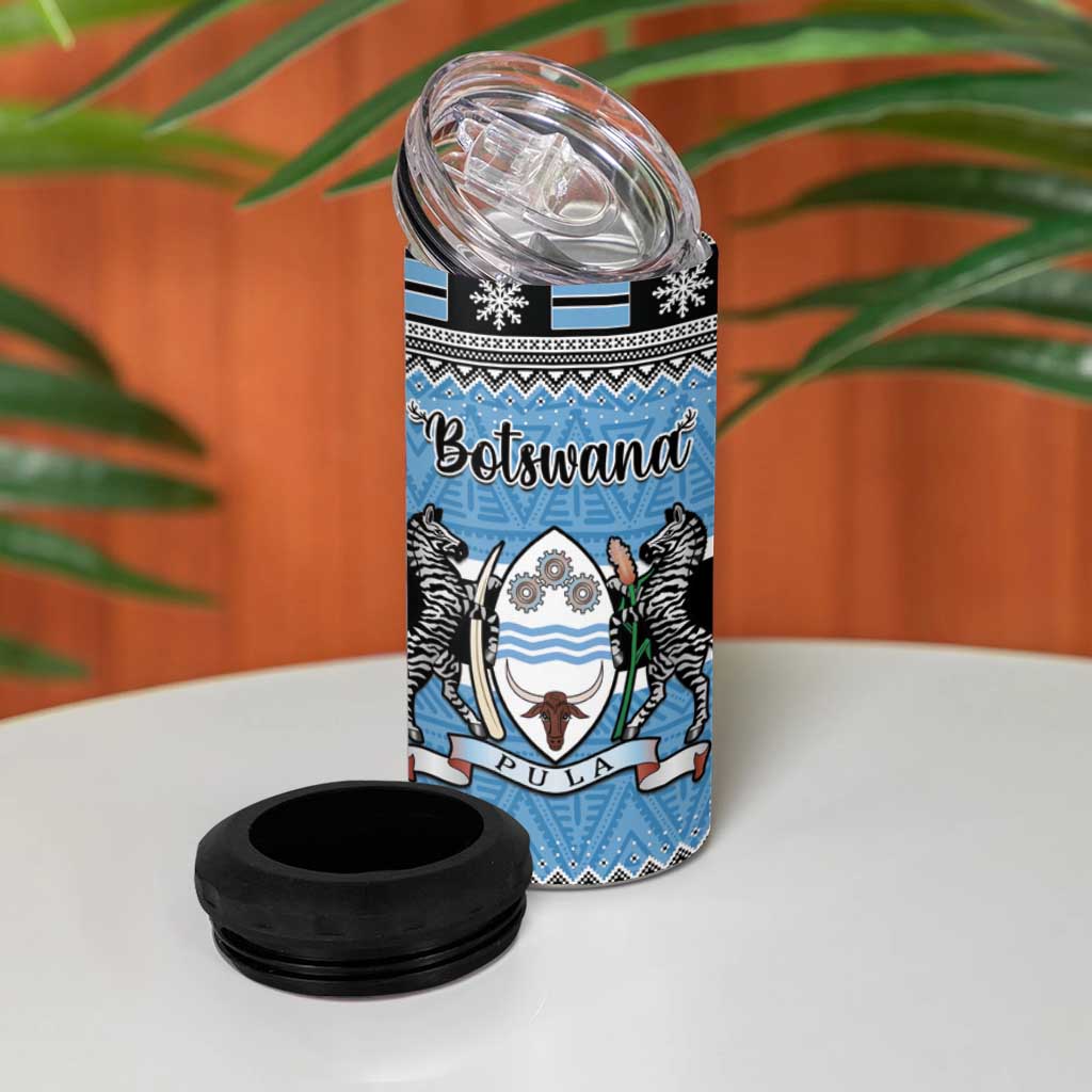 Afro Botswana Christmas 4 in 1 Can Cooler Tumbler Coat Of Arms - African Pattern LT15