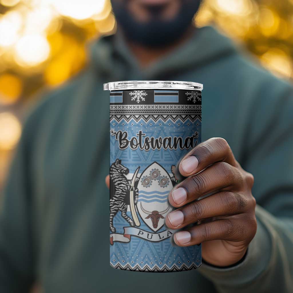 Afro Botswana Christmas 4 in 1 Can Cooler Tumbler Coat Of Arms - African Pattern LT15