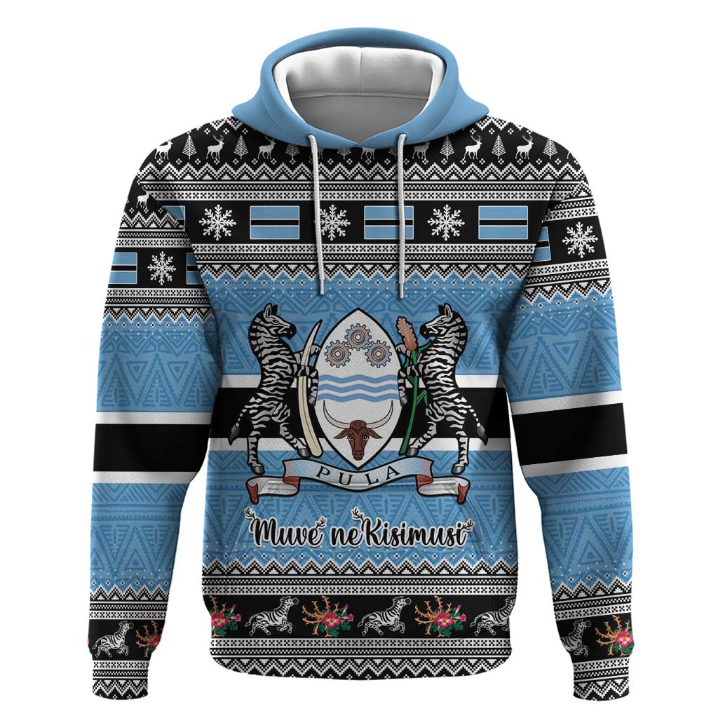 Botswana Christmas Hoodie Coat Of Arms Muve neKisimusi LT15