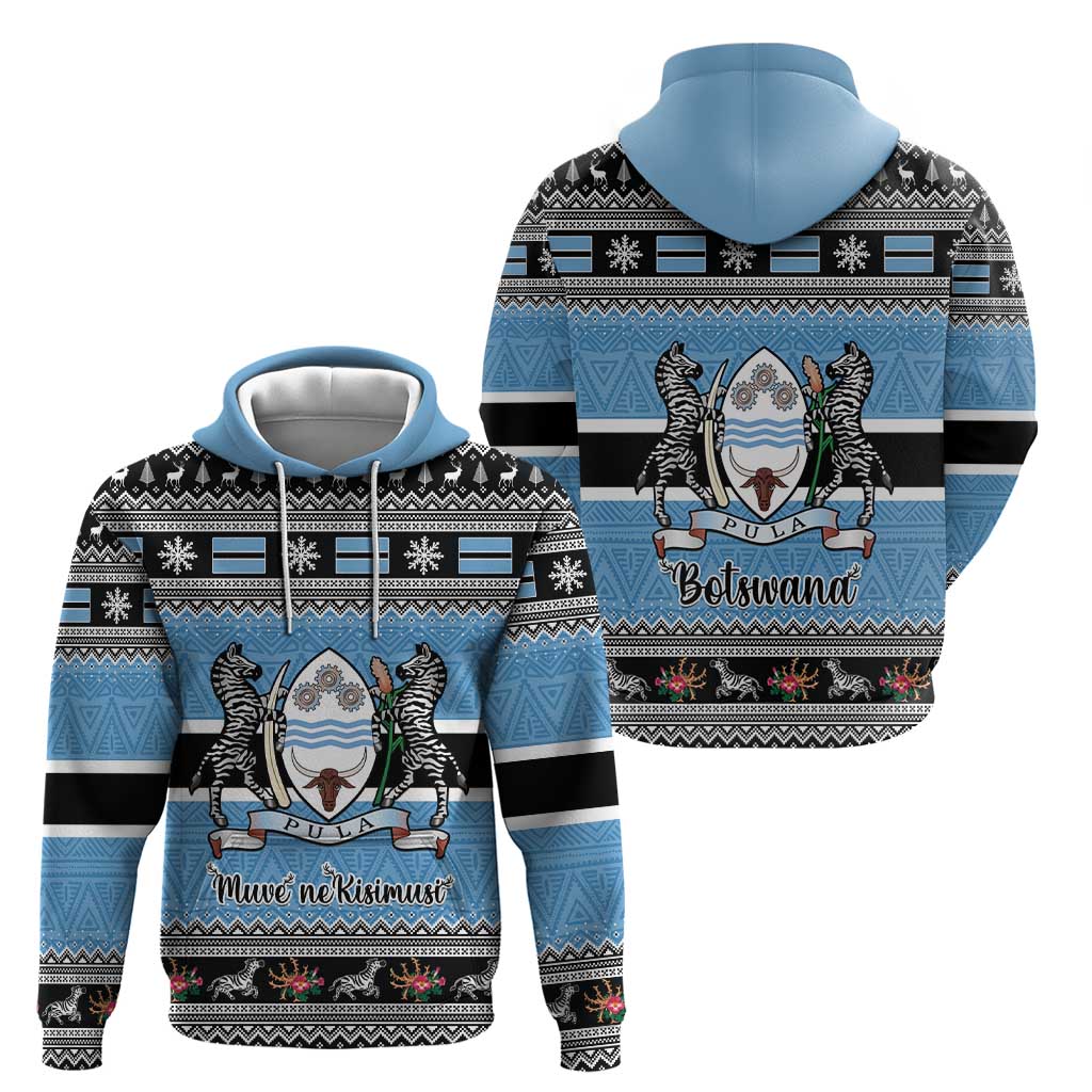 Botswana Christmas Hoodie Coat Of Arms Muve neKisimusi LT15
