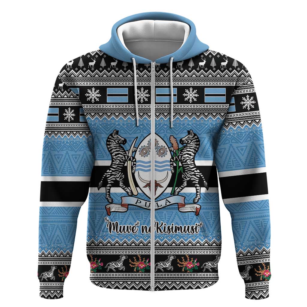 Botswana Christmas Hoodie Coat Of Arms Muve neKisimusi LT15