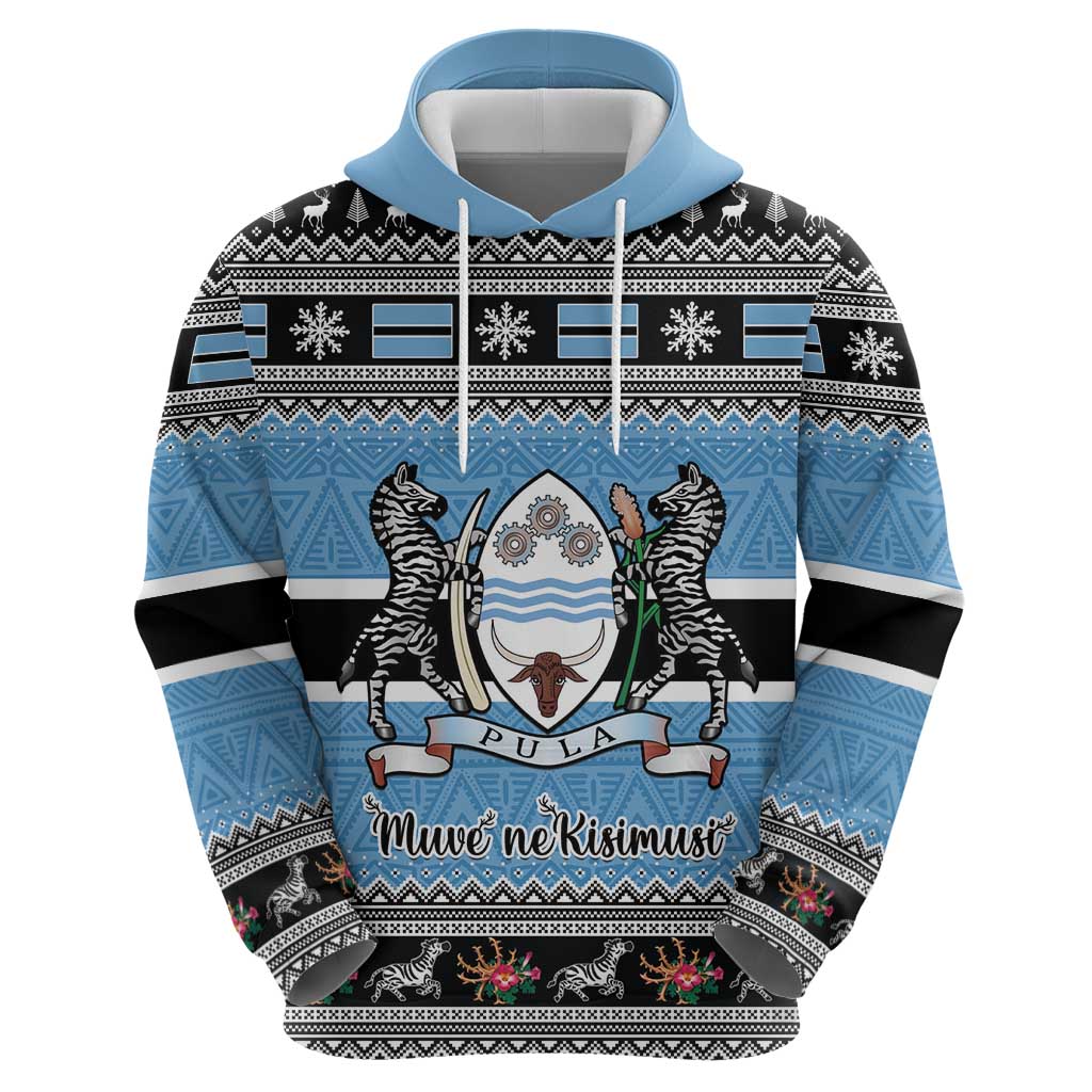 Botswana Christmas Hoodie Coat Of Arms Muve neKisimusi LT15
