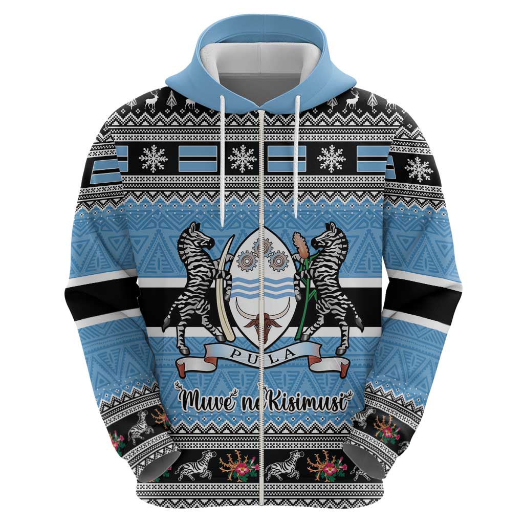 Botswana Christmas Hoodie Coat Of Arms Muve neKisimusi LT15
