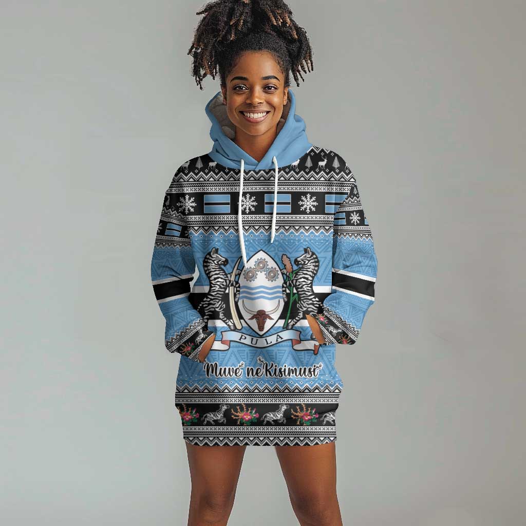 Afro Botswana Christmas Hoodie Dress Coat Of Arms - African Pattern LT15