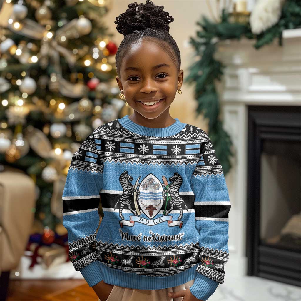 Afro Botswana Christmas Kid Ugly Christmas Sweater Coat Of Arms with African Pattern LT15