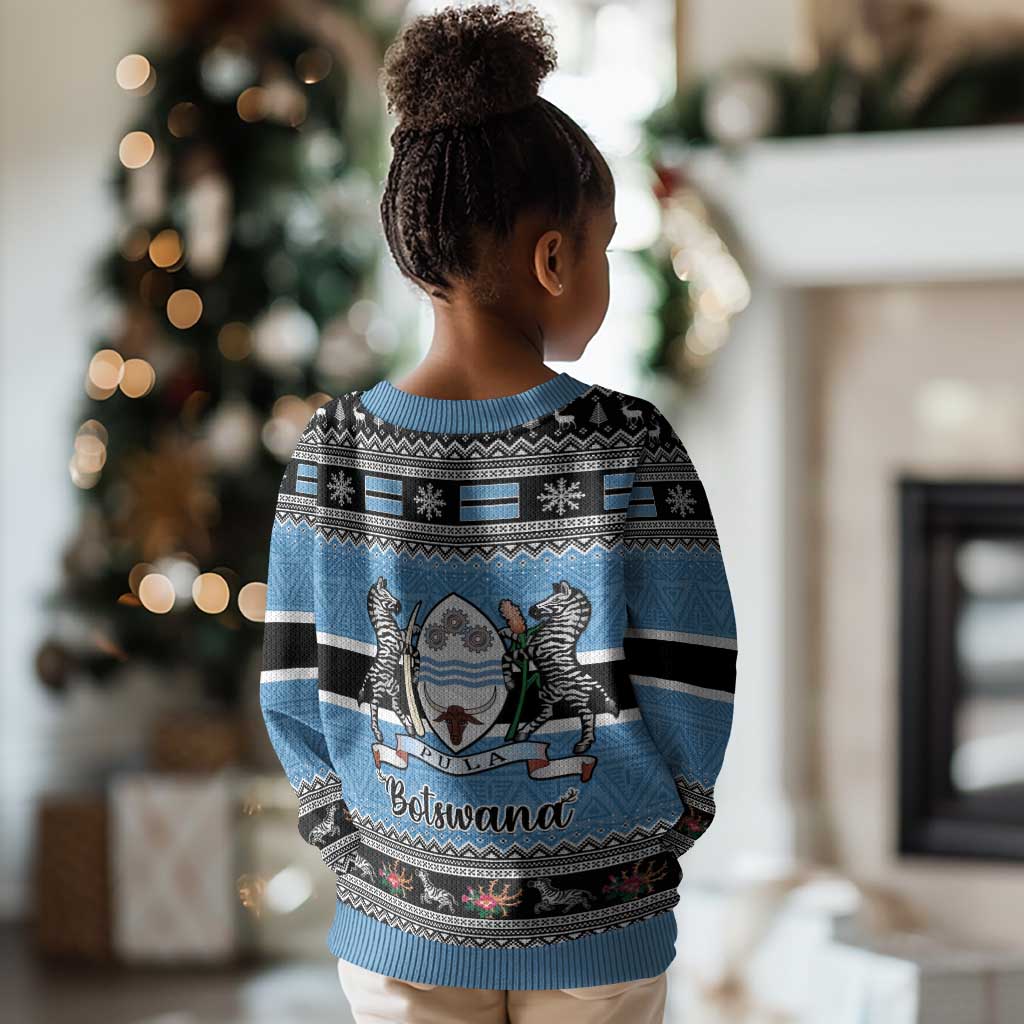 Afro Botswana Christmas Kid Ugly Christmas Sweater Coat Of Arms with African Pattern LT15
