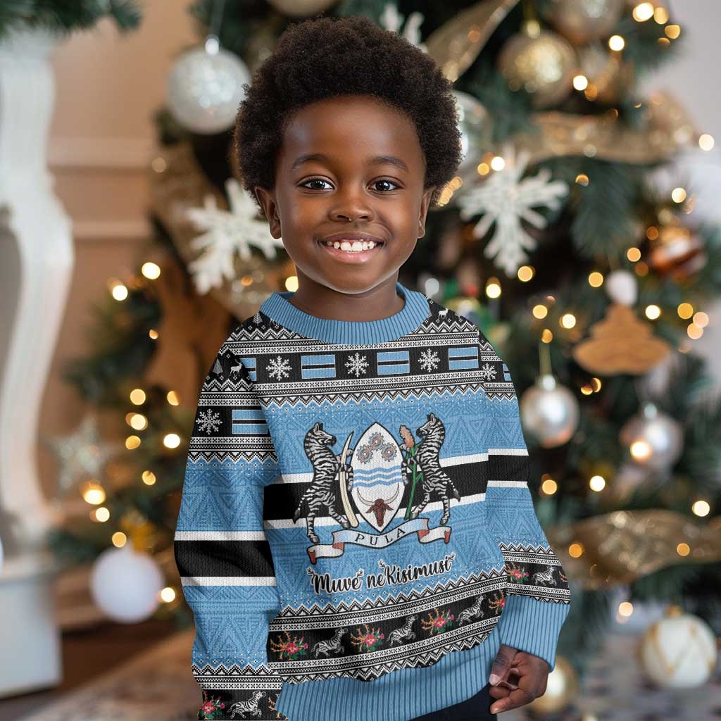 Afro Botswana Christmas Kid Ugly Christmas Sweater Coat Of Arms with African Pattern LT15