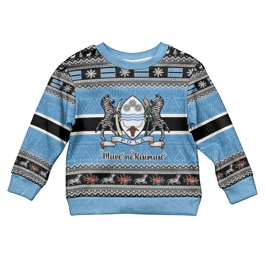 Afro Botswana Christmas Kid Ugly Christmas Sweater Coat Of Arms with African Pattern LT15