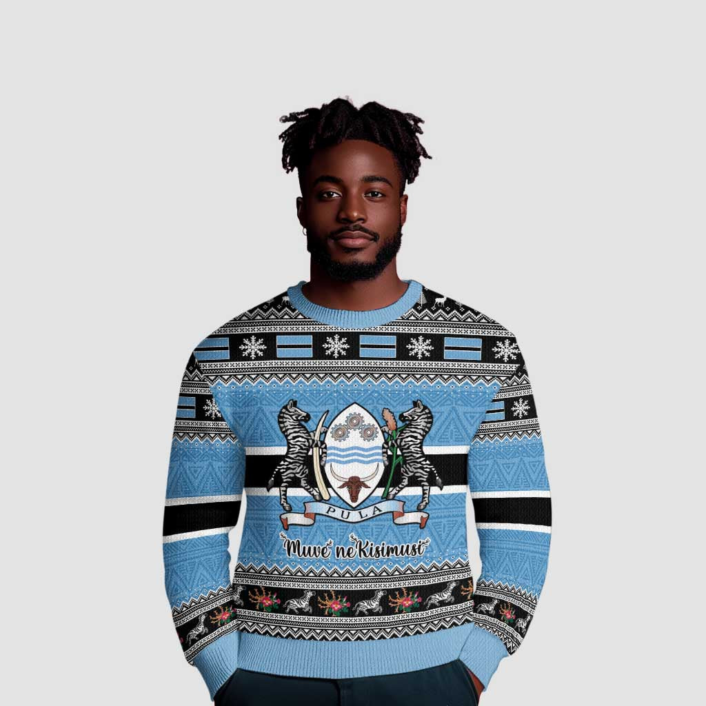 Afro Botswana Christmas Ugly Christmas Sweater Coat Of Arms with African Pattern LT15