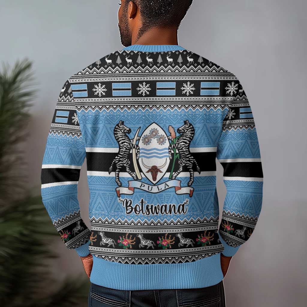 Afro Botswana Christmas Ugly Christmas Sweater Coat Of Arms with African Pattern LT15