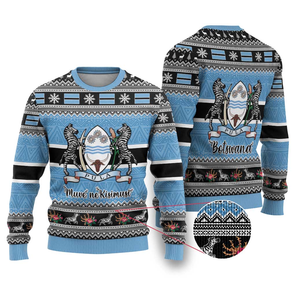 Afro Botswana Christmas Ugly Christmas Sweater Coat Of Arms with African Pattern LT15