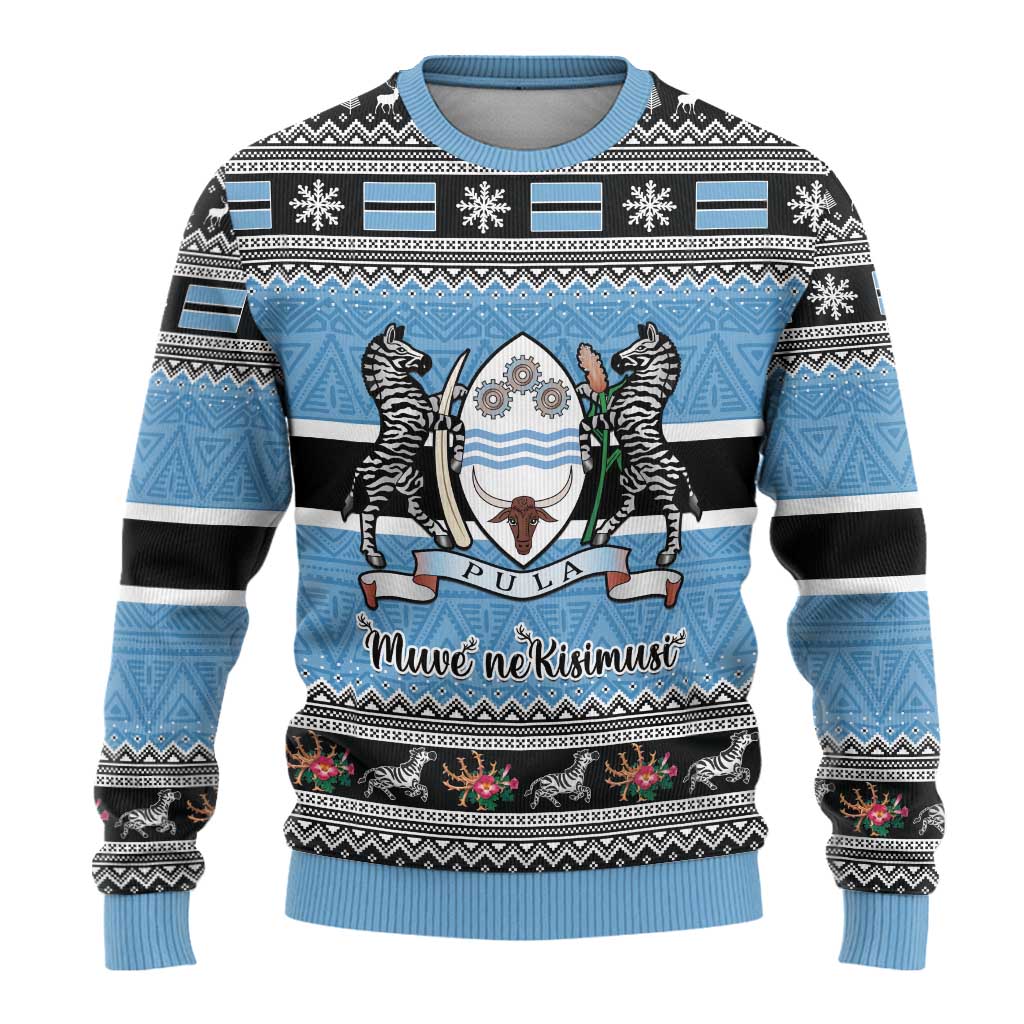 Afro Botswana Christmas Ugly Christmas Sweater Coat Of Arms with African Pattern LT15