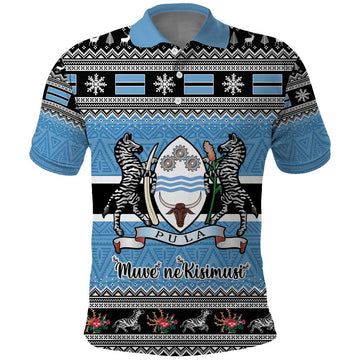 Botswana Christmas Polo Shirt Coat Of Arms Muve neKisimusi LT15