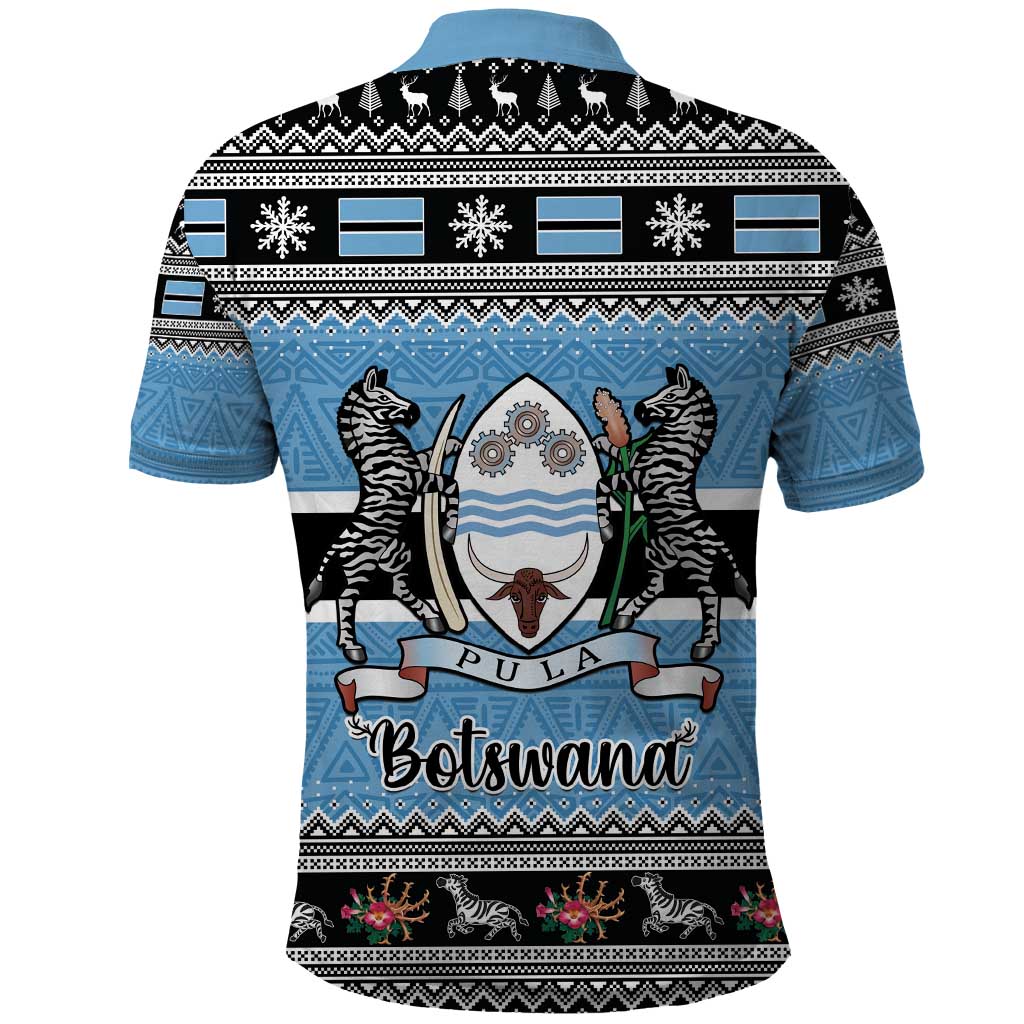 Botswana Christmas Polo Shirt Coat Of Arms Muve neKisimusi LT15