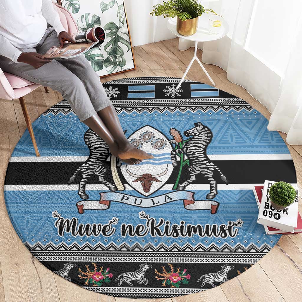 Afro Botswana Christmas Round Carpet Coat Of Arms - African Pattern LT15