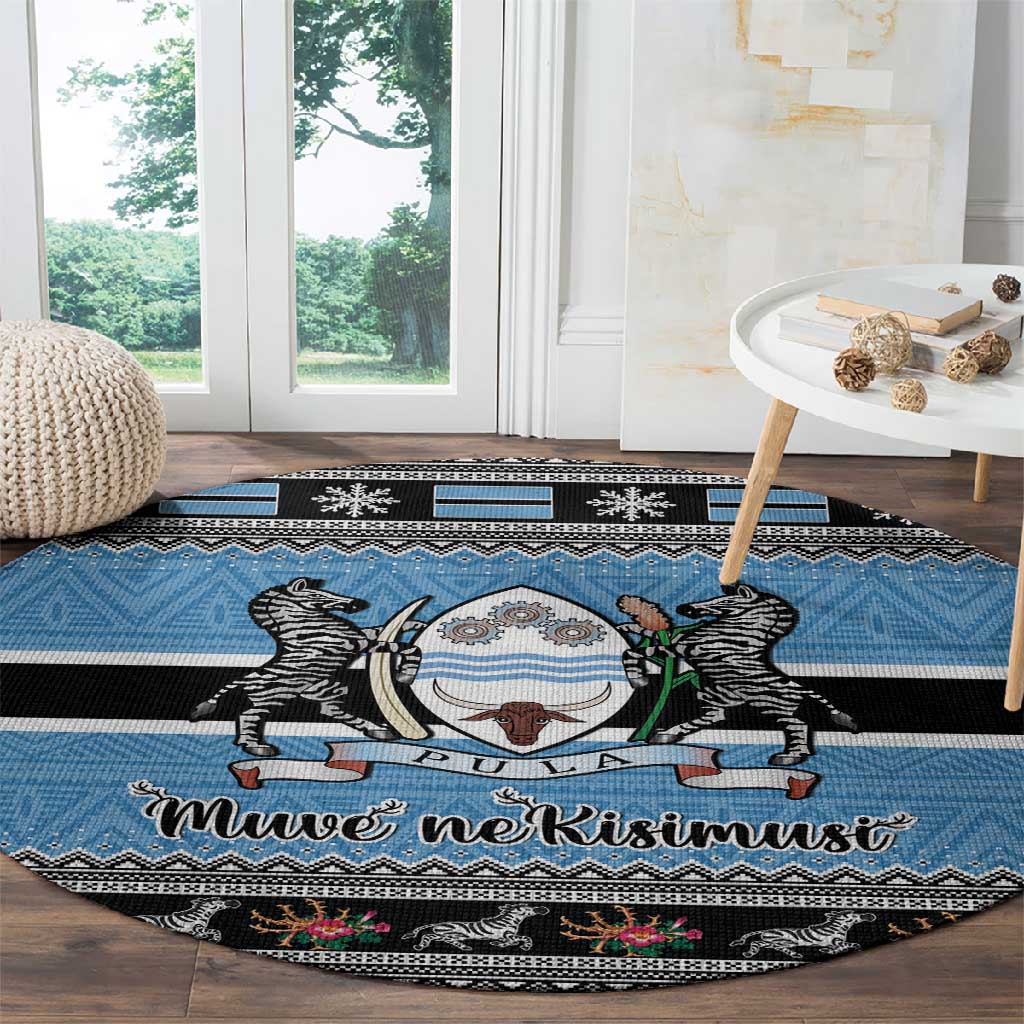 Afro Botswana Christmas Round Carpet Coat Of Arms - African Pattern LT15