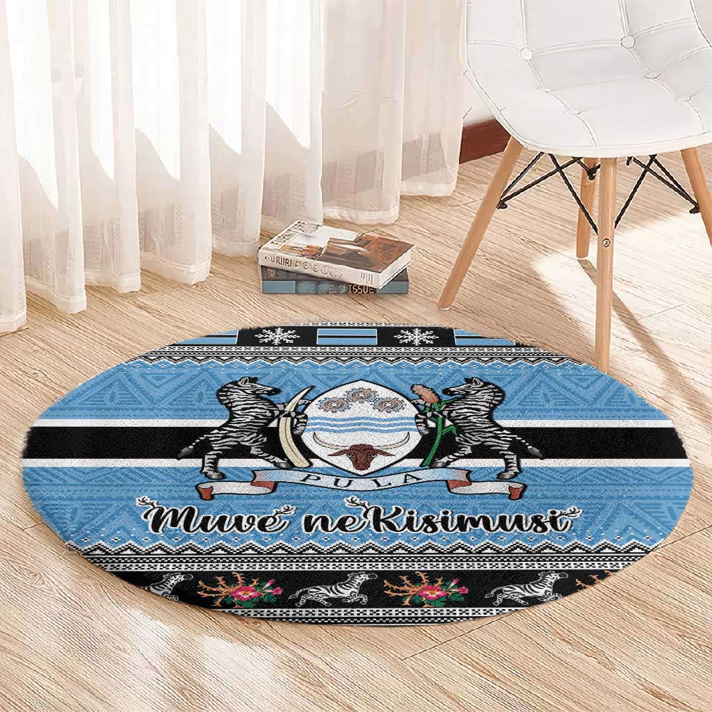 Afro Botswana Christmas Round Carpet Coat Of Arms - African Pattern LT15