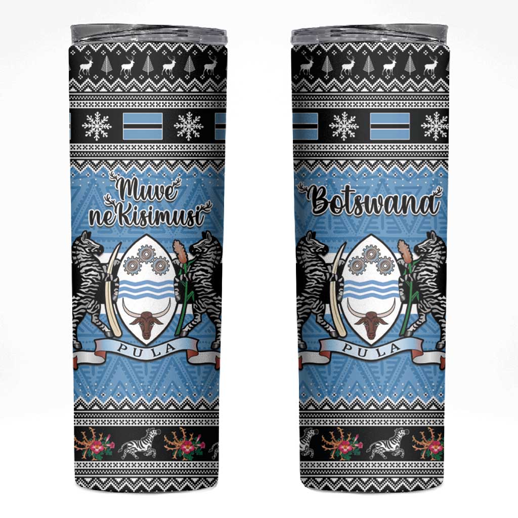 Afro Botswana Christmas Skinny Tumbler Coat Of Arms - African Pattern LT15