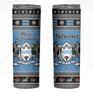 Afro Botswana Christmas Skinny Tumbler Coat Of Arms - African Pattern LT15