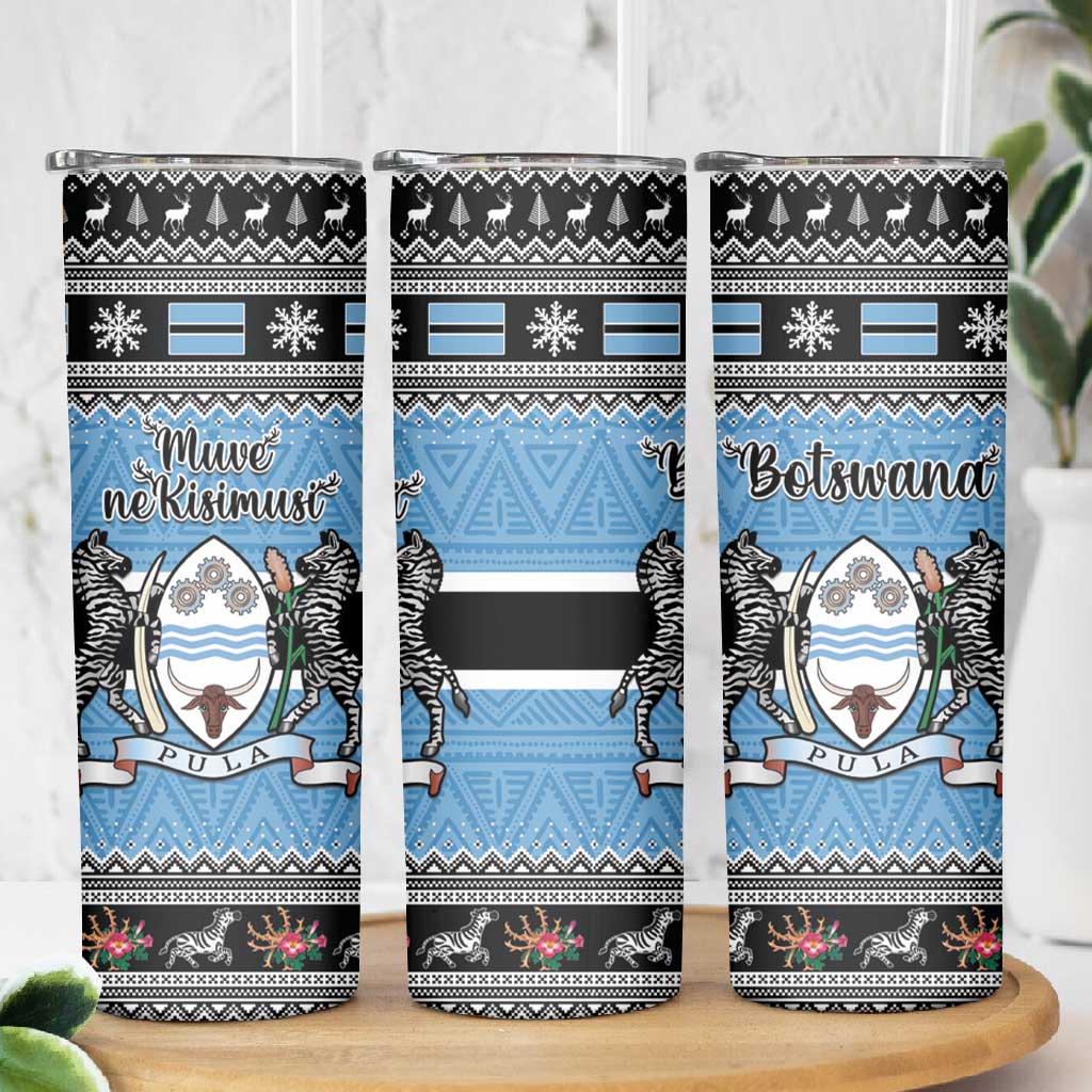Afro Botswana Christmas Skinny Tumbler Coat Of Arms - African Pattern LT15