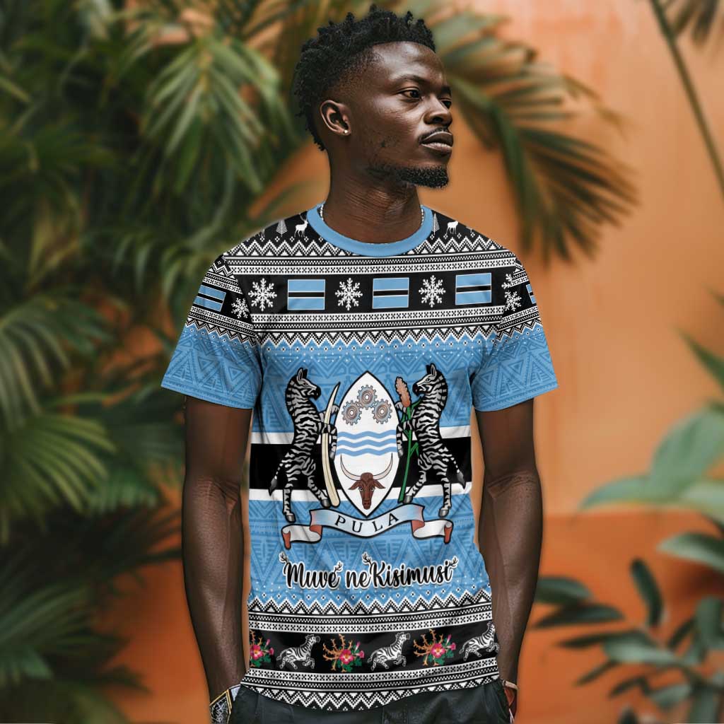 Afro Botswana Christmas T shirt Coat Of Arms - African Pattern LT15