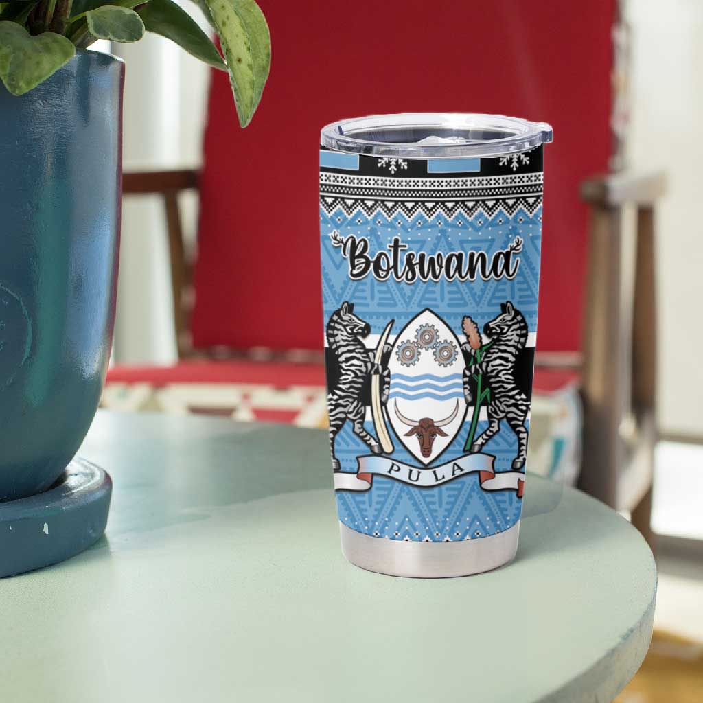 Afro Botswana Christmas Tumbler Cup Coat Of Arms - African Pattern LT15