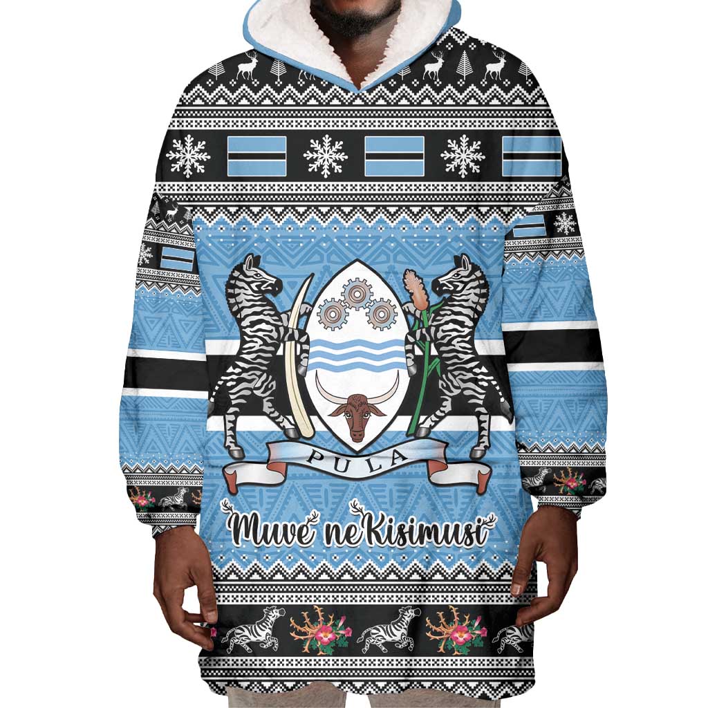 Afro Botswana Christmas Wearable Blanket Hoodie Coat Of Arms - African Pattern LT15