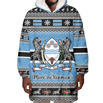 Afro Botswana Christmas Wearable Blanket Hoodie Coat Of Arms - African Pattern LT15