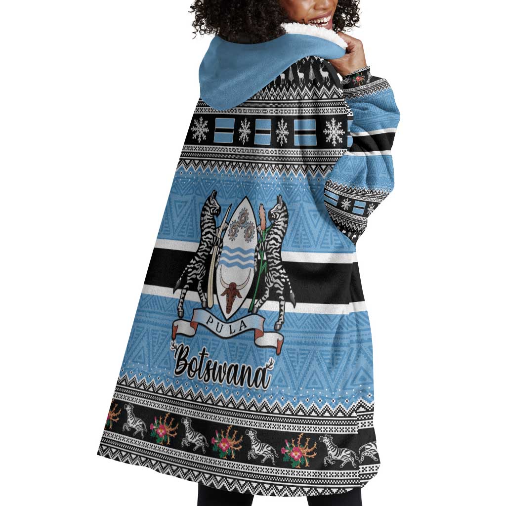 Afro Botswana Christmas Wearable Blanket Hoodie Coat Of Arms - African Pattern LT15