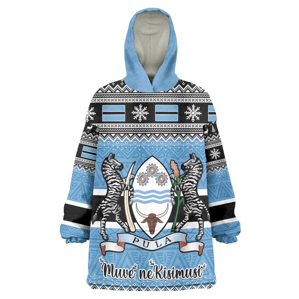 Afro Botswana Christmas Wearable Blanket Hoodie Coat Of Arms - African Pattern LT15