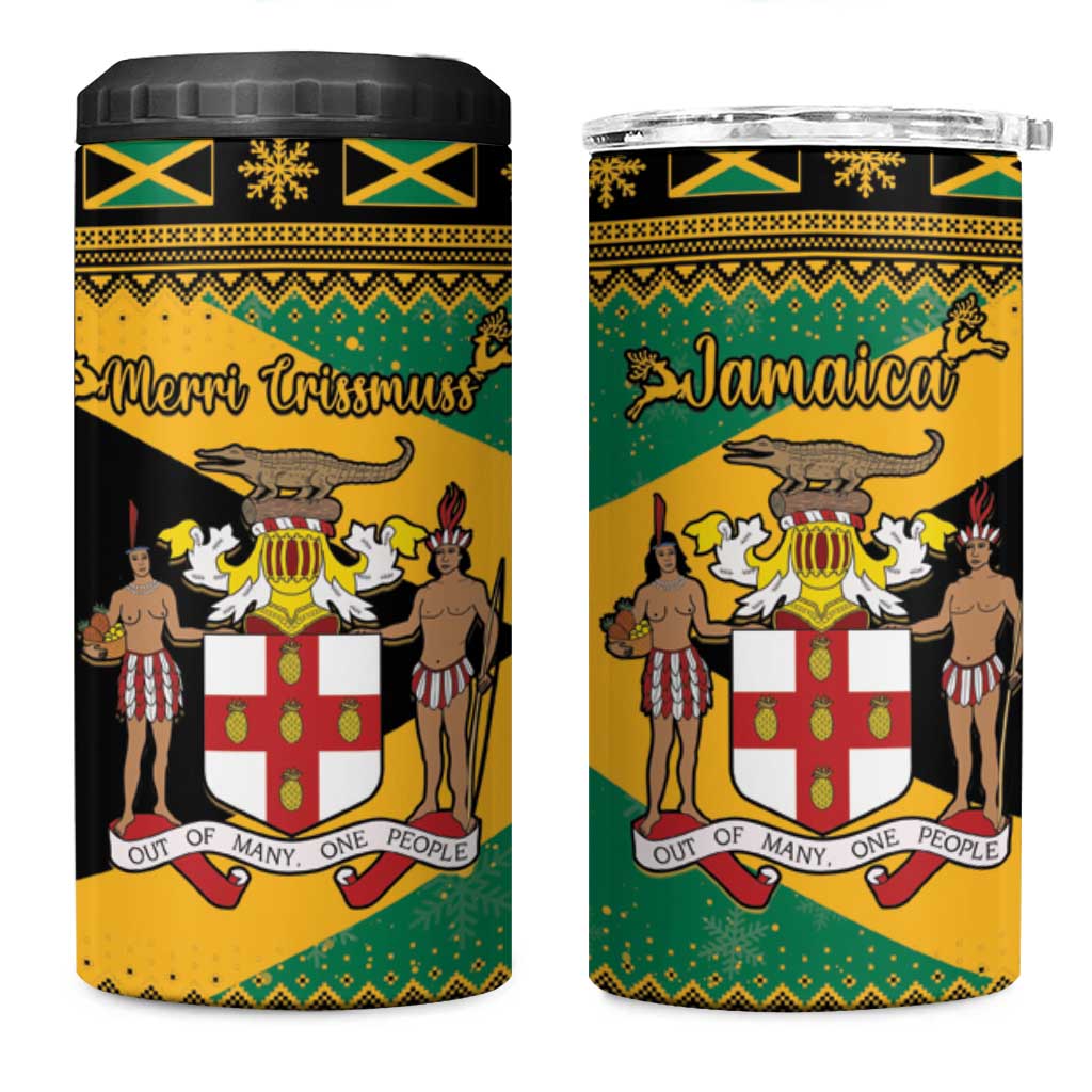 Afro-Jamaicans 4 in 1 Can Cooler Tumbler Coat Of Arms - Merry Christmas LT15