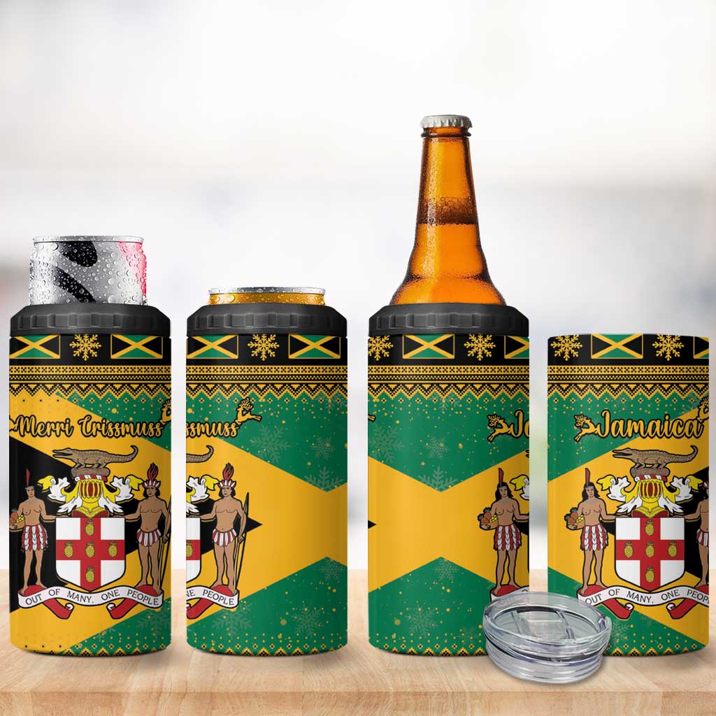 Afro-Jamaicans 4 in 1 Can Cooler Tumbler Coat Of Arms - Merry Christmas LT15