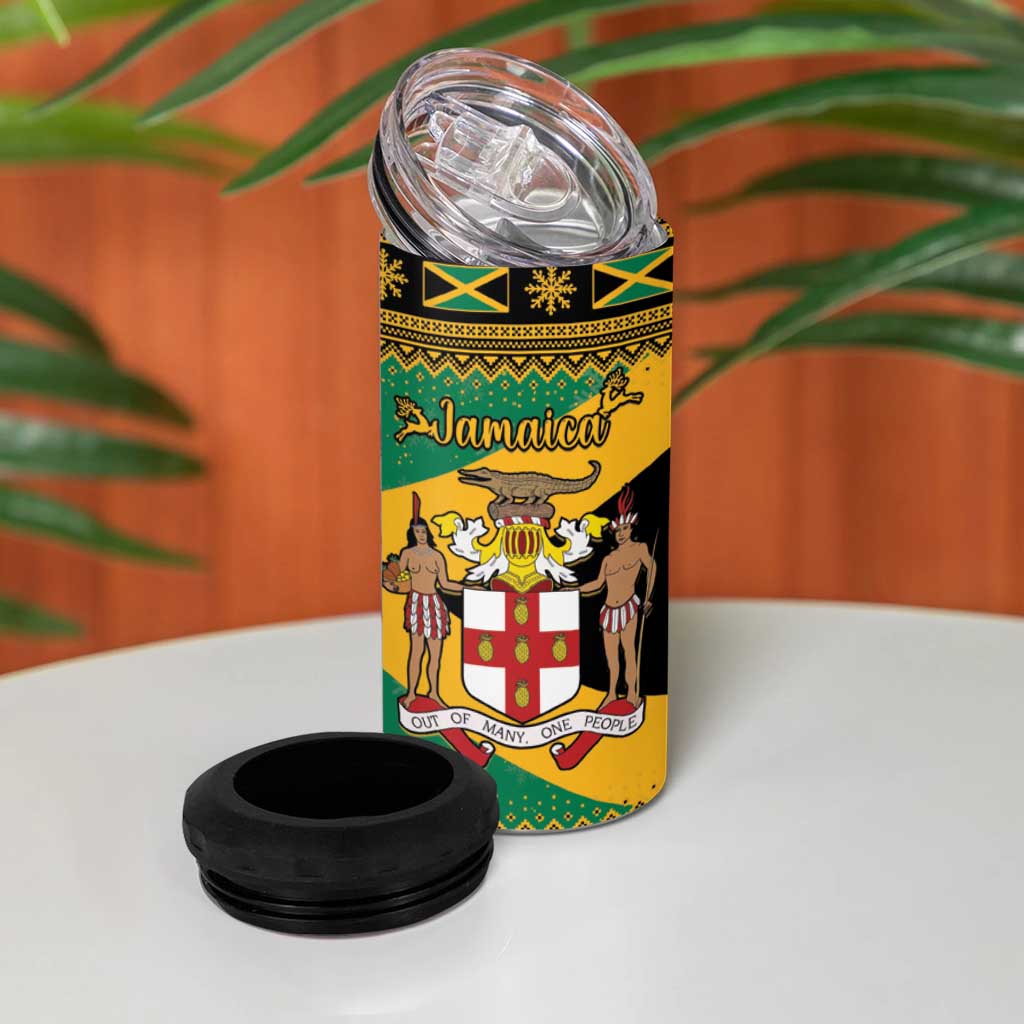 Afro-Jamaicans 4 in 1 Can Cooler Tumbler Coat Of Arms - Merry Christmas LT15
