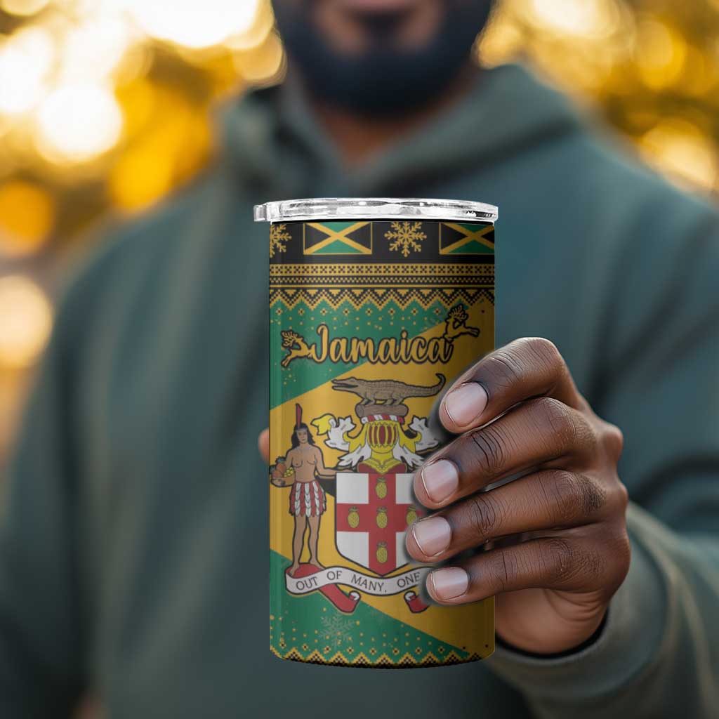 Afro-Jamaicans 4 in 1 Can Cooler Tumbler Coat Of Arms - Merry Christmas LT15