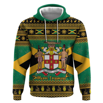 Jamaica Christmas Hoodie Coat Of Arms Merri Crissmuss LT15