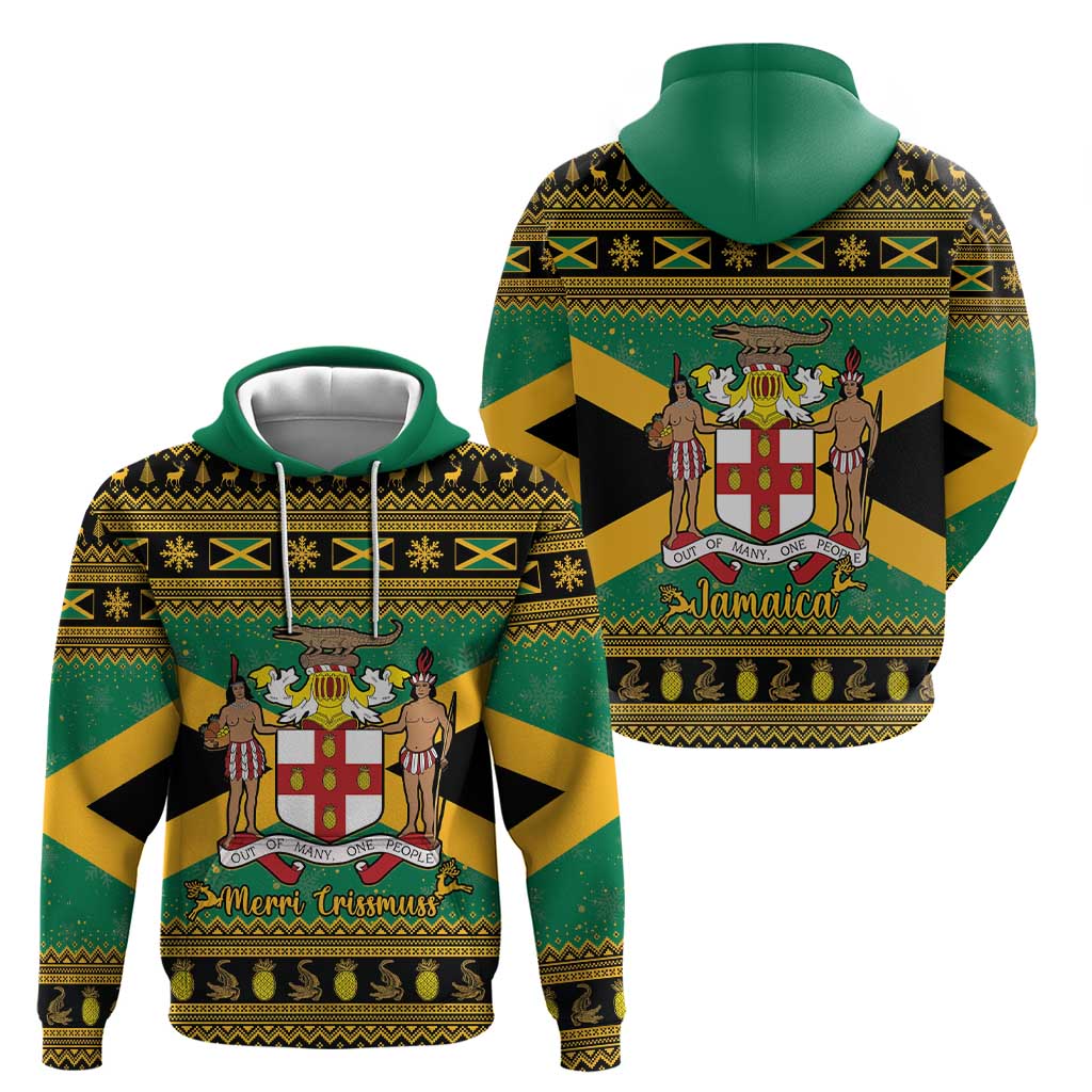 Jamaica Christmas Hoodie Coat Of Arms Merri Crissmuss LT15