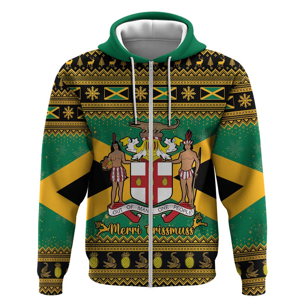 Jamaica Christmas Hoodie Coat Of Arms Merri Crissmuss LT15