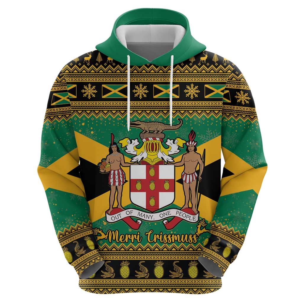 Jamaica Christmas Hoodie Coat Of Arms Merri Crissmuss LT15