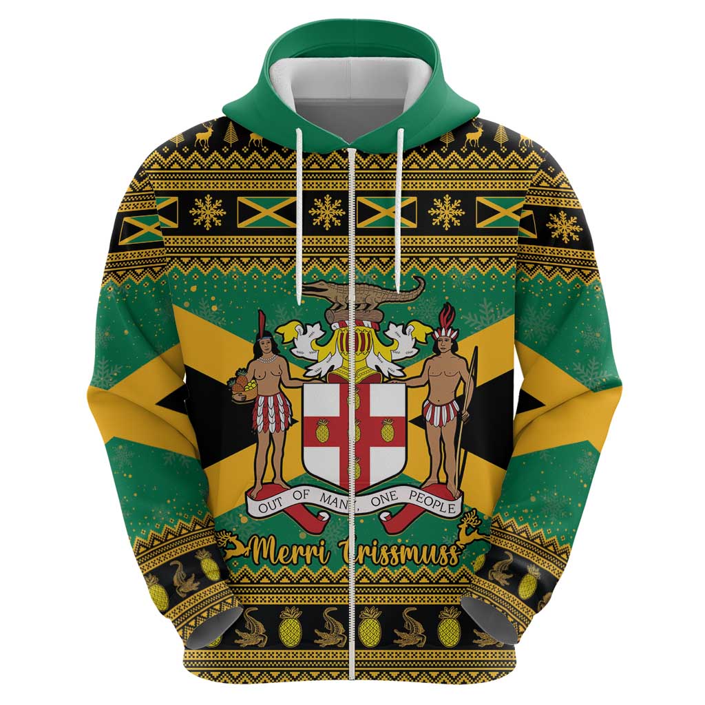 Jamaica Christmas Hoodie Coat Of Arms Merri Crissmuss LT15