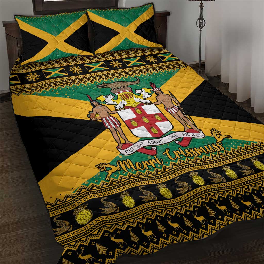 Afro-Jamaicans Quilt Bed Set Coat Of Arms - Merry Christmas LT15