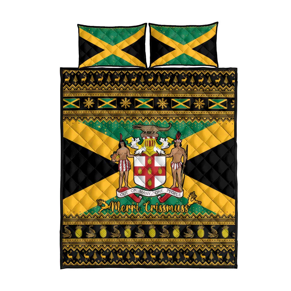 Afro-Jamaicans Quilt Bed Set Coat Of Arms - Merry Christmas LT15