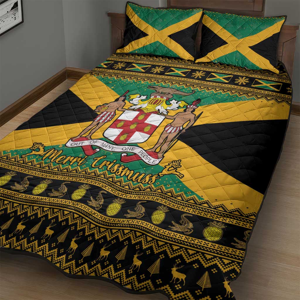 Afro-Jamaicans Quilt Bed Set Coat Of Arms - Merry Christmas LT15