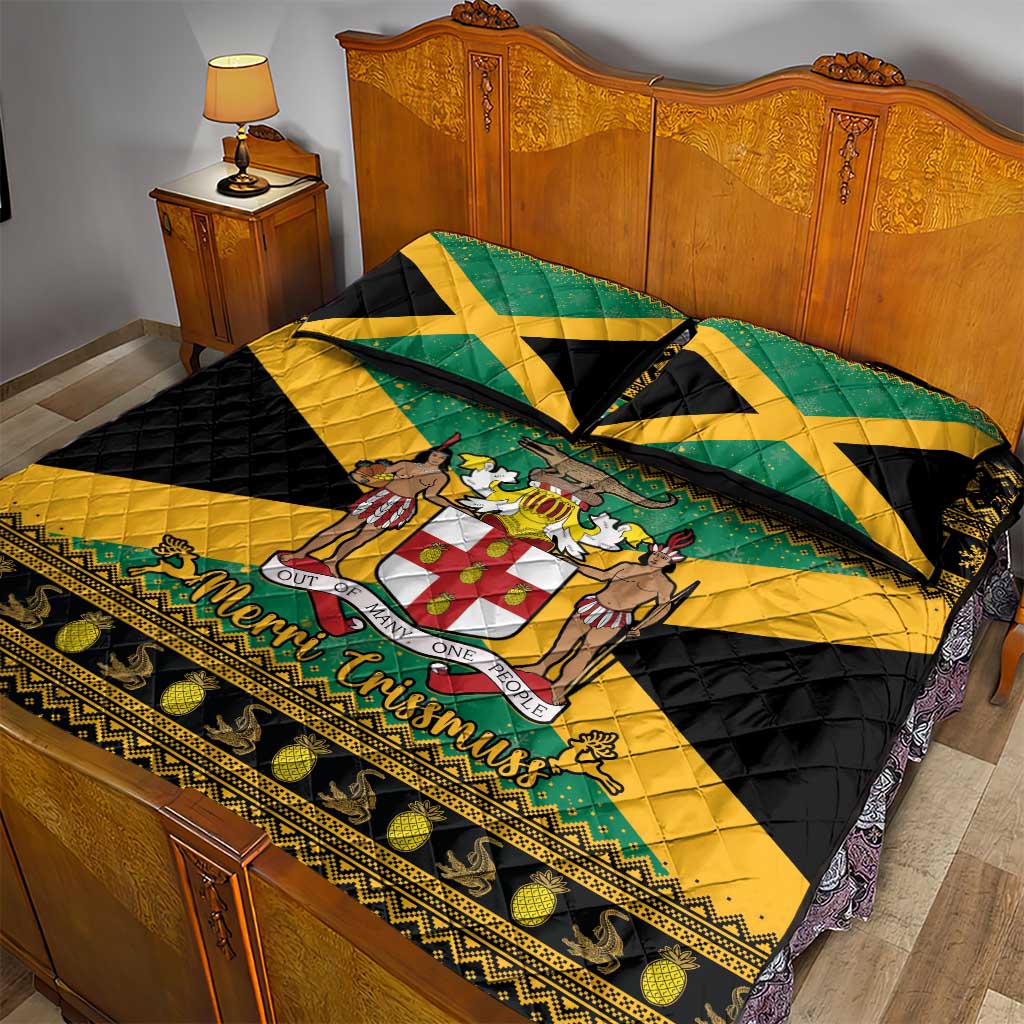 Afro-Jamaicans Quilt Bed Set Coat Of Arms - Merry Christmas LT15