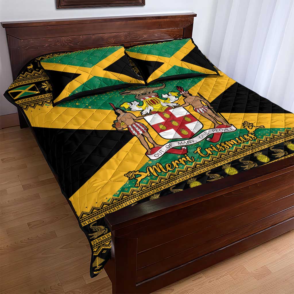 Afro-Jamaicans Quilt Bed Set Coat Of Arms - Merry Christmas LT15