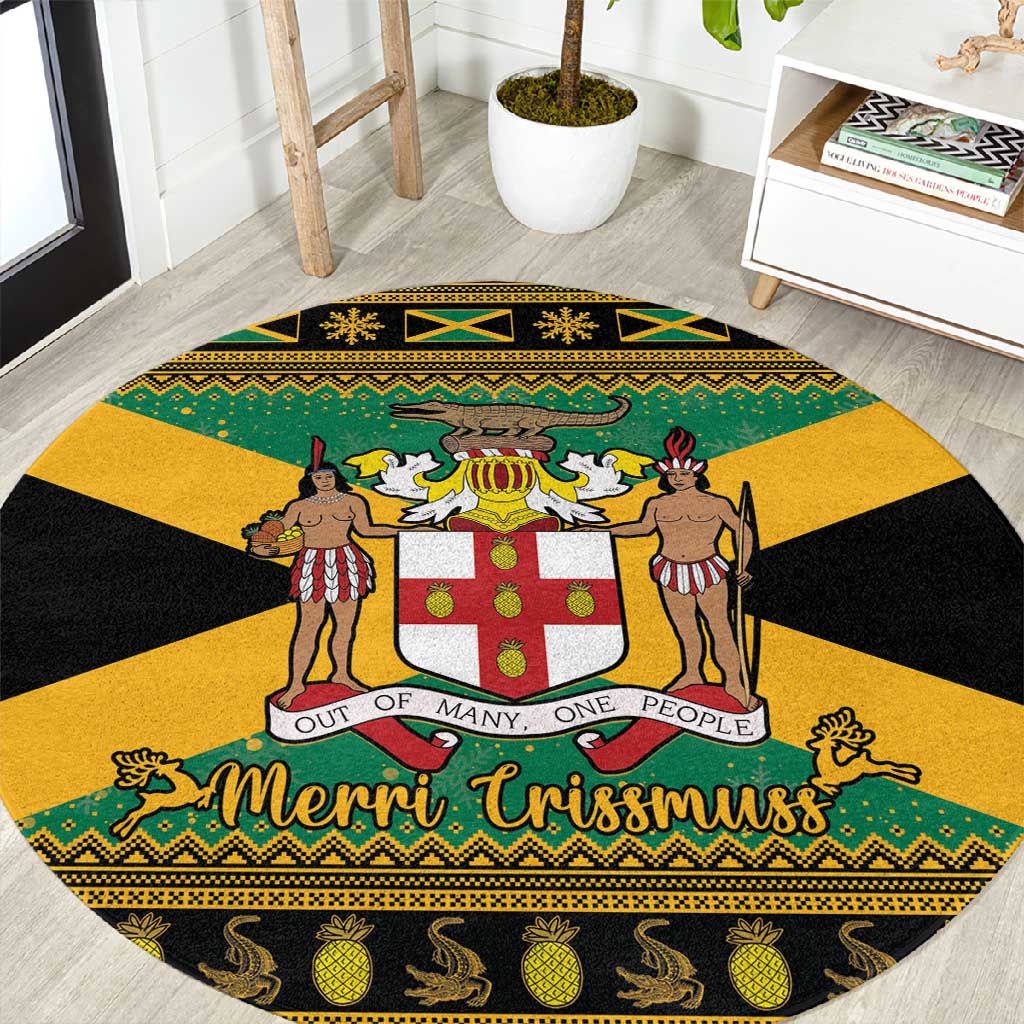 Afro-Jamaicans Round Carpet Coat Of Arms - Merry Christmas LT15